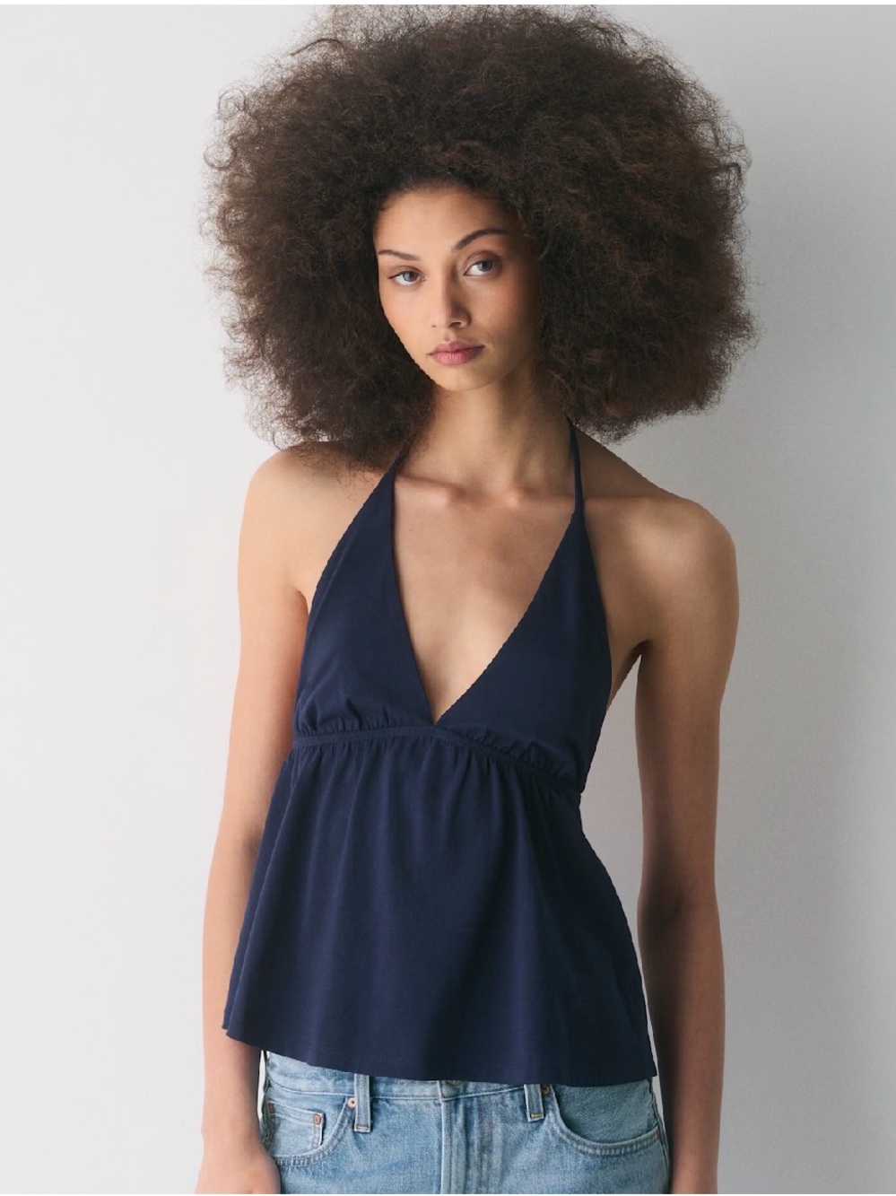 Aritzia Navy Halter Tank Top
